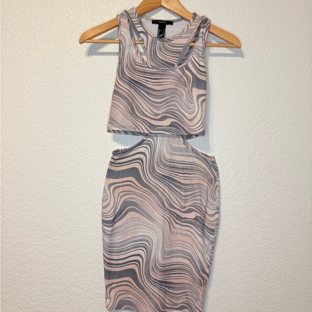 Forever 21 Pink and Gray Swirl Skirt Set